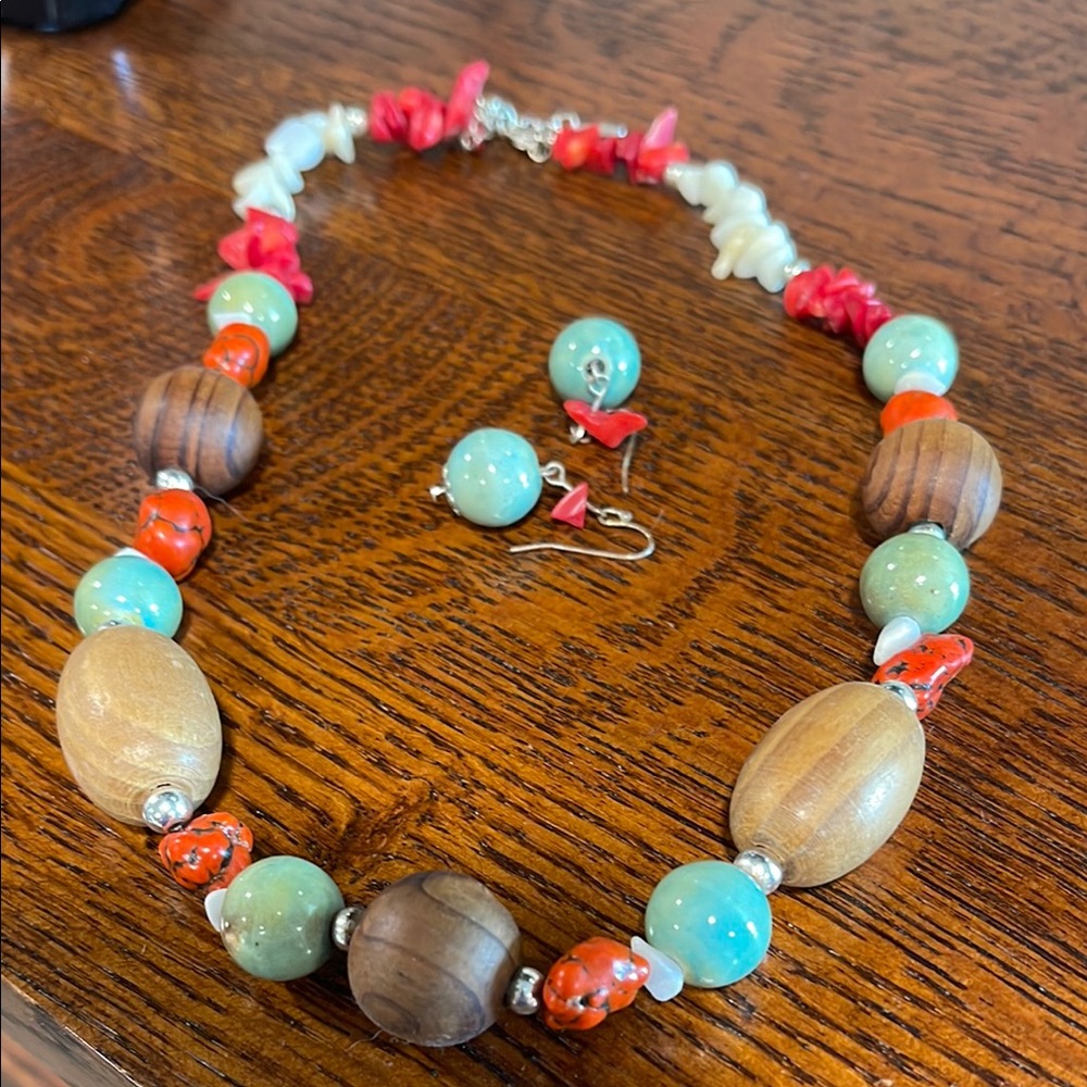 Colorful Beaded Necklace and Earring Set